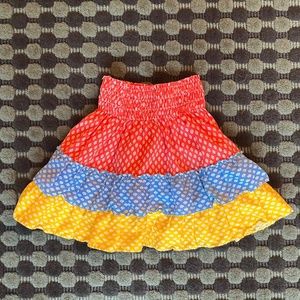 1970s Girl's Fabulous Colorful Cotton Tiered Summer Skirt with